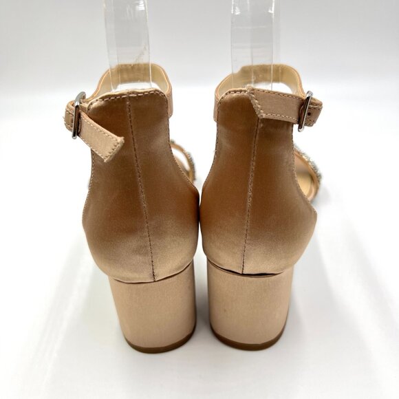 6W 6 WIDE WIDTH Betsey Johnson Mel Champagne Jeweled Heels Dress Sandals Shoes - Picture 7 of 13